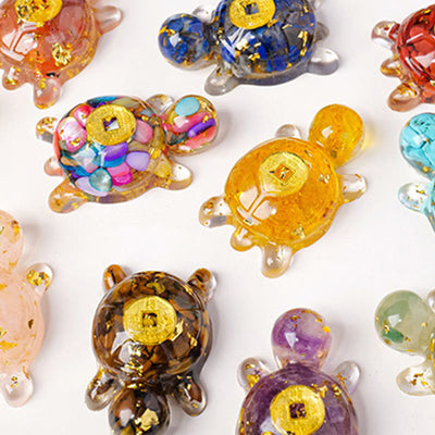 Foviel Kleine Verschiedene Kristall Grün Aventurine Amethyst Schildkröte Kupfer Münzen Glück Wohndekoration