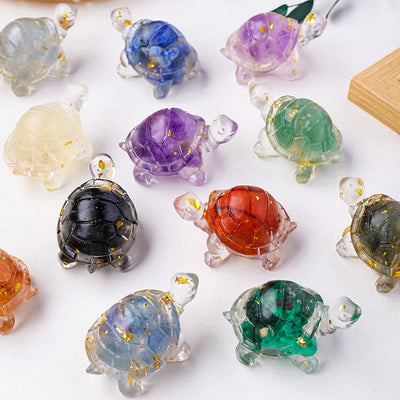 Foviel Verschiedene Stein Citrin Grün Aventurine Amethyst Mini Schildkröte Wohlstand Wohndekoration