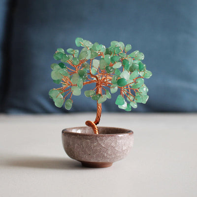 Foviel Arbre de prospérité en cristal varié, citrine, améthyste et aventurine verte pour décoration de maison