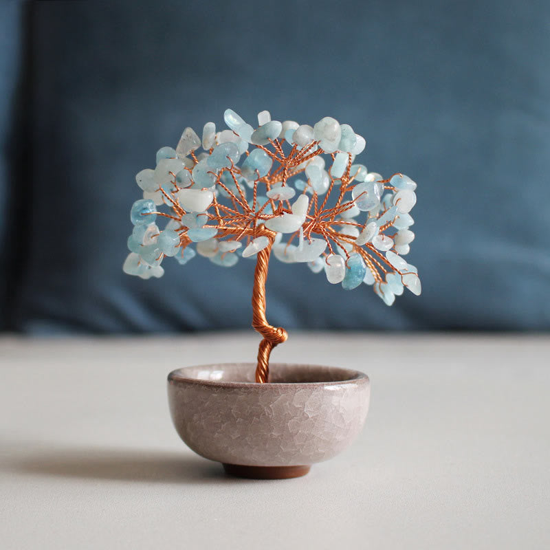 Foviel Arbre de prospérité en cristal varié, citrine, améthyste et aventurine verte pour décoration de maison