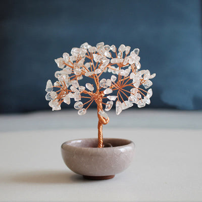 Foviel Arbre de prospérité en cristal varié, citrine, améthyste et aventurine verte pour décoration de maison