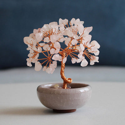 Foviel Arbre de prospérité en cristal varié, citrine, améthyste et aventurine verte pour décoration de maison