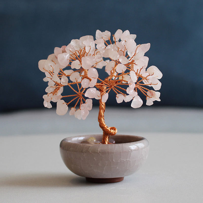 Foviel Arbre de prospérité en cristal varié, citrine, améthyste et aventurine verte pour décoration de maison