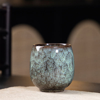 Foviel Handgefertigte kleine chinesische Jianzhan Kiln ändern Keramik Teebecher Kung Fu Teebecher 150ml