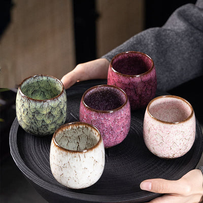 Foviel Handgefertigte kleine chinesische Jianzhan Kiln ändern Keramik Teebecher Kung Fu Teebecher 150ml