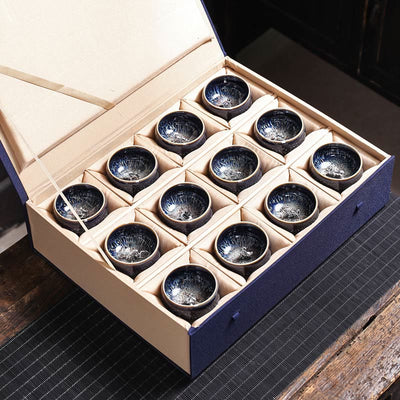 Tasse à thé Kung Fu en céramique Foviel faite à la main, style Jianzhan, motifs poisson Koi, lotus, dragon, phénix et 12 signes du zodiaque chinois, 70 ml