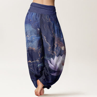 Buddha Stones Casual Lotus Starry Sky Clouds Pattern Women's Elastic Waist Harem Pants - image 10