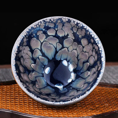 Tasse à thé en céramique artisanale Foviel, style Jianzhan, motifs tachetés bleu et violet, Tenmoku, tasse de thé Kung Fu, 150 ml