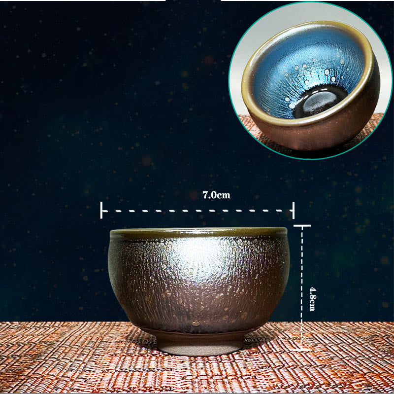 Tasse à thé en céramique artisanale Foviel Jianzhan à motif de gouttes d'huile, style Tenmoku, 150 ml