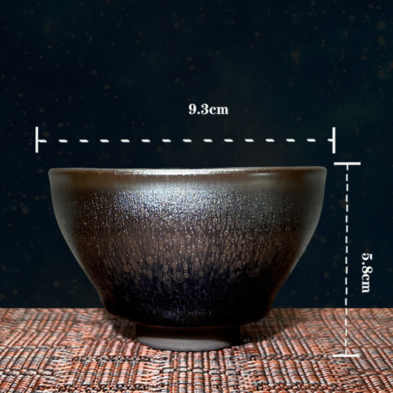 Foviel Handgefertigtes chinesisches Jianzhan Öl Drop-Spots Muster Keramik Teebecher Tenmoku Kung Fu Teebecher 150ml