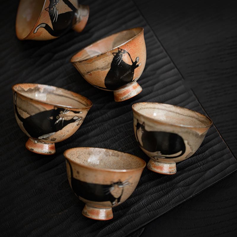 Tasse à thé Kung Fu Foviel petit chat mignon, 60 ml