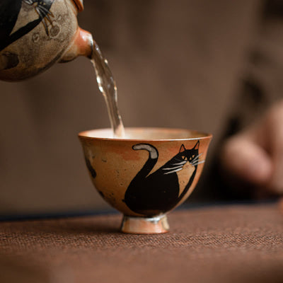 Tasse à thé Kung Fu Foviel petit chat mignon, 60 ml