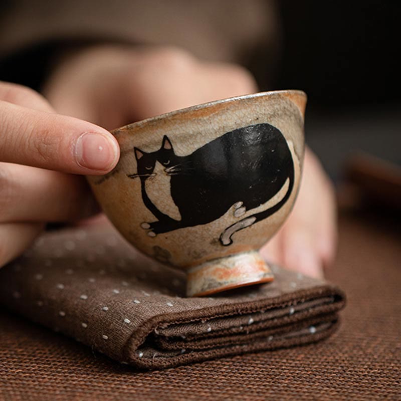 Tasse à thé Kung Fu Foviel petit chat mignon, 60 ml