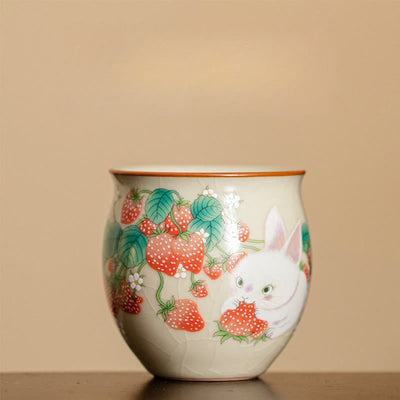 Tasse à thé Kung Fu Foviel Petit Lapin Fraise 90 ml avec coffret cadeau