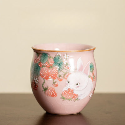 Tasse à thé Kung Fu Foviel Petit Lapin Fraise 90 ml avec coffret cadeau