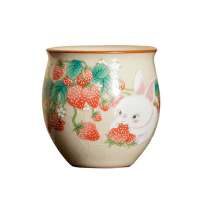 Tasse à thé Kung Fu Foviel Petit Lapin Fraise 90 ml avec coffret cadeau