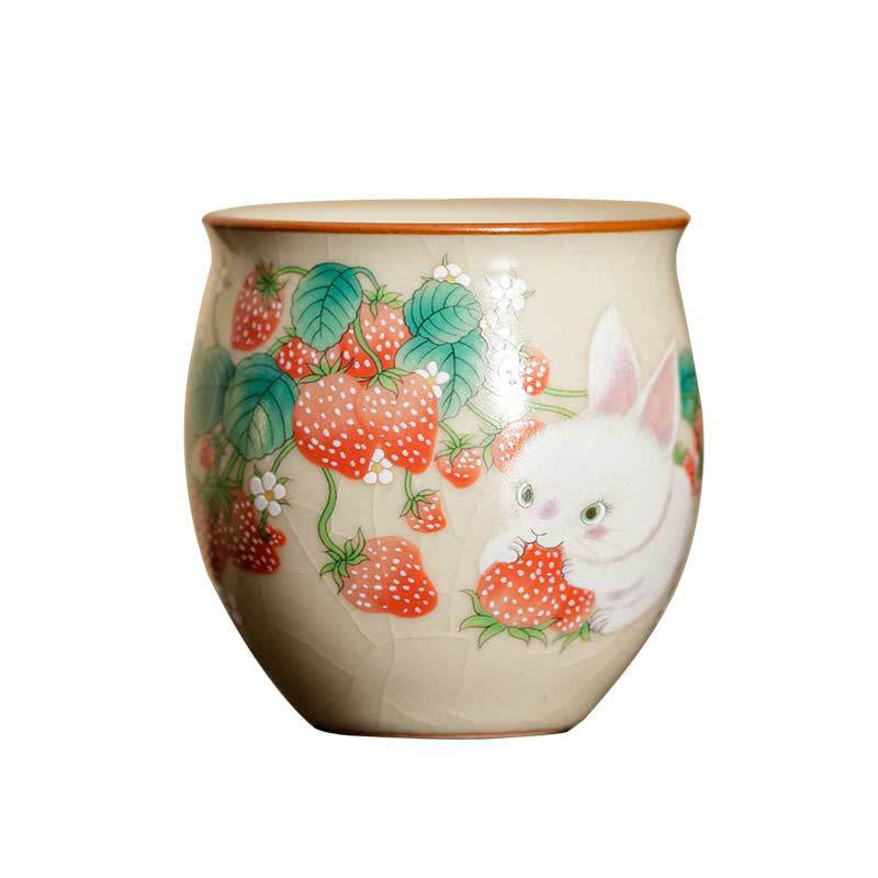 Tasse à thé Kung Fu Foviel Petit Lapin Fraise 90 ml avec coffret cadeau