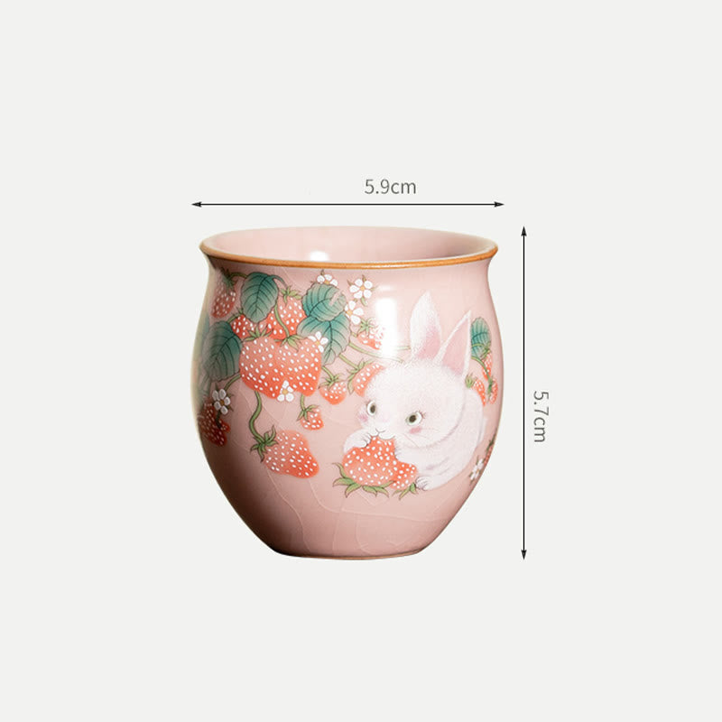 Tasse à thé Kung Fu Foviel Petit Lapin Fraise 90 ml avec coffret cadeau