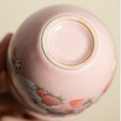 Tasse à thé Kung Fu Foviel Petit Lapin Fraise 90 ml avec coffret cadeau