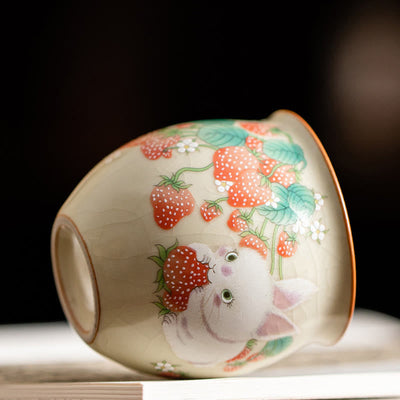 Tasse à thé Kung Fu Foviel Petit Lapin Fraise 90 ml avec coffret cadeau