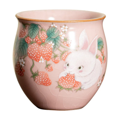 Tasse à thé Kung Fu Foviel Petit Lapin Fraise 90 ml avec coffret cadeau