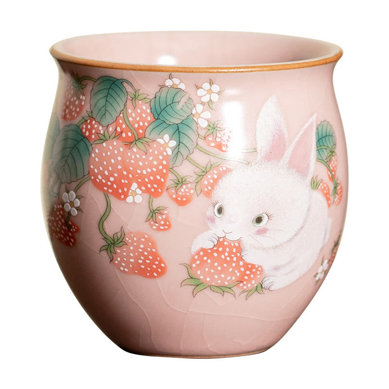 Tasse à thé Kung Fu Foviel Petit Lapin Fraise 90 ml avec coffret cadeau