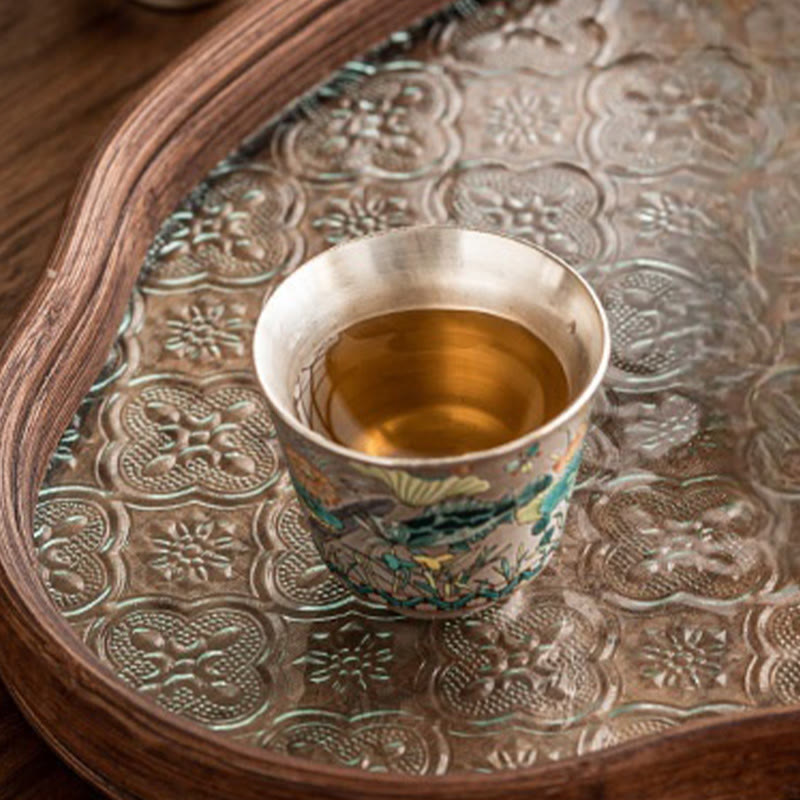 Foviel Fisch Lotus Algentee Tasse Kung Fu Tee Tasse 45ml mit Geschenk-Box