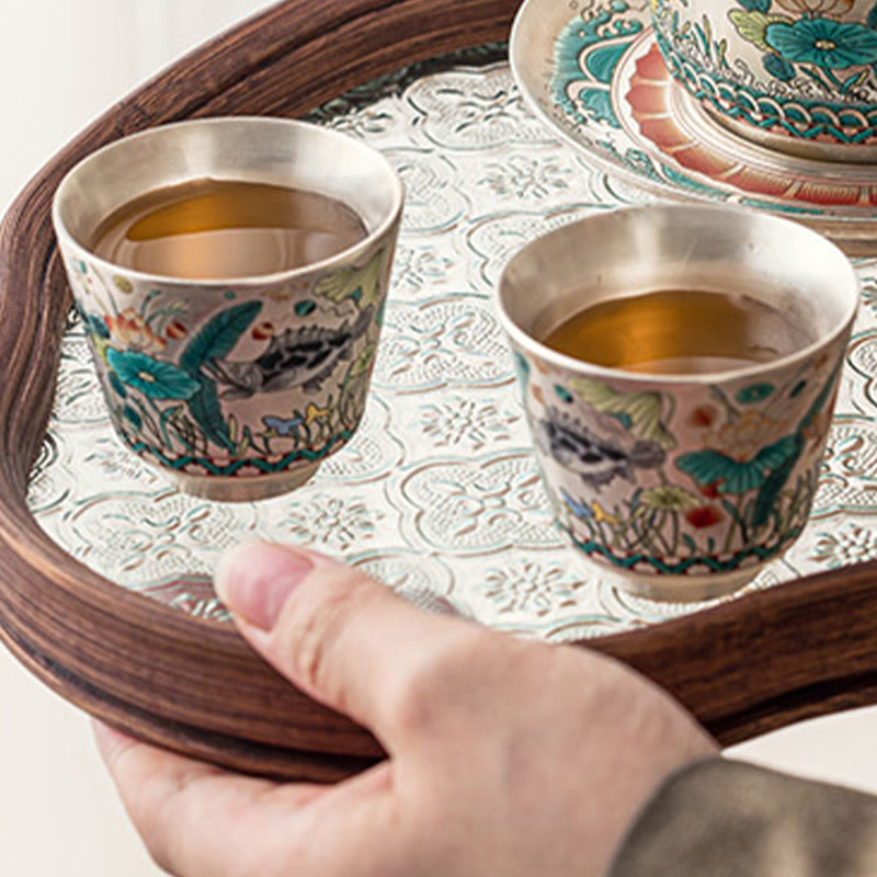 Foviel Fisch Lotus Algentee Tasse Kung Fu Tee Tasse 45ml mit Geschenk-Box