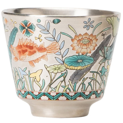 Foviel Fisch Lotus Algentee Tasse Kung Fu Tee Tasse 45ml mit Geschenk-Box
