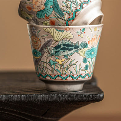 Foviel Fisch Lotus Algentee Tasse Kung Fu Tee Tasse 45ml mit Geschenk-Box