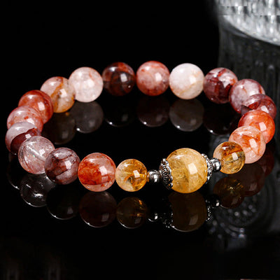 Bracelet d'équilibre en perles de quartz hématoïde rouge naturel Foviel