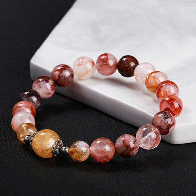 Bracelet d'équilibre en perles de quartz hématoïde rouge naturel Foviel