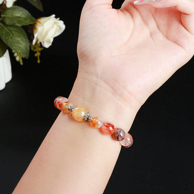 Bracelet d'équilibre en perles de quartz hématoïde rouge naturel Foviel