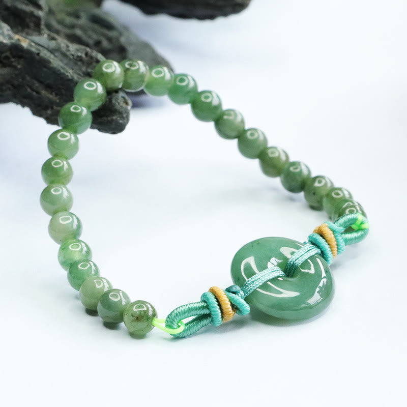 Bracelet de prospérité Foviel avec boucle de paix en perles de jade