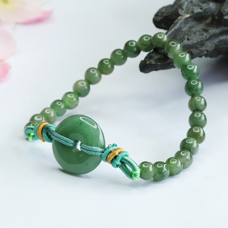 Foviel Jade Perlen Frieden Schnalle Wohlstand Armband