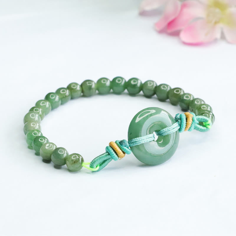 Bracelet de prospérité Foviel avec boucle de paix en perles de jade