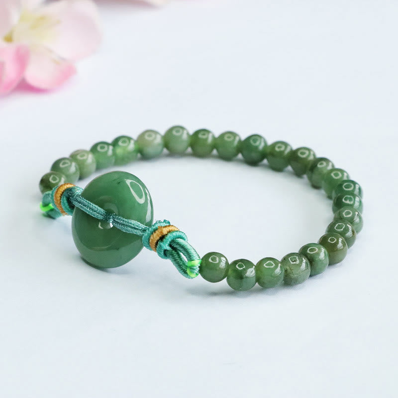 Foviel Jade Perlen Frieden Schnalle Wohlstand Armband