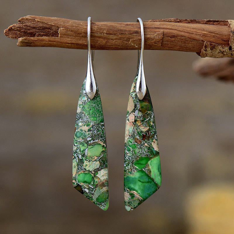 Boucles d'oreilles anti-stress en cristal géométrique en pierre d'empereur naturel Foviel