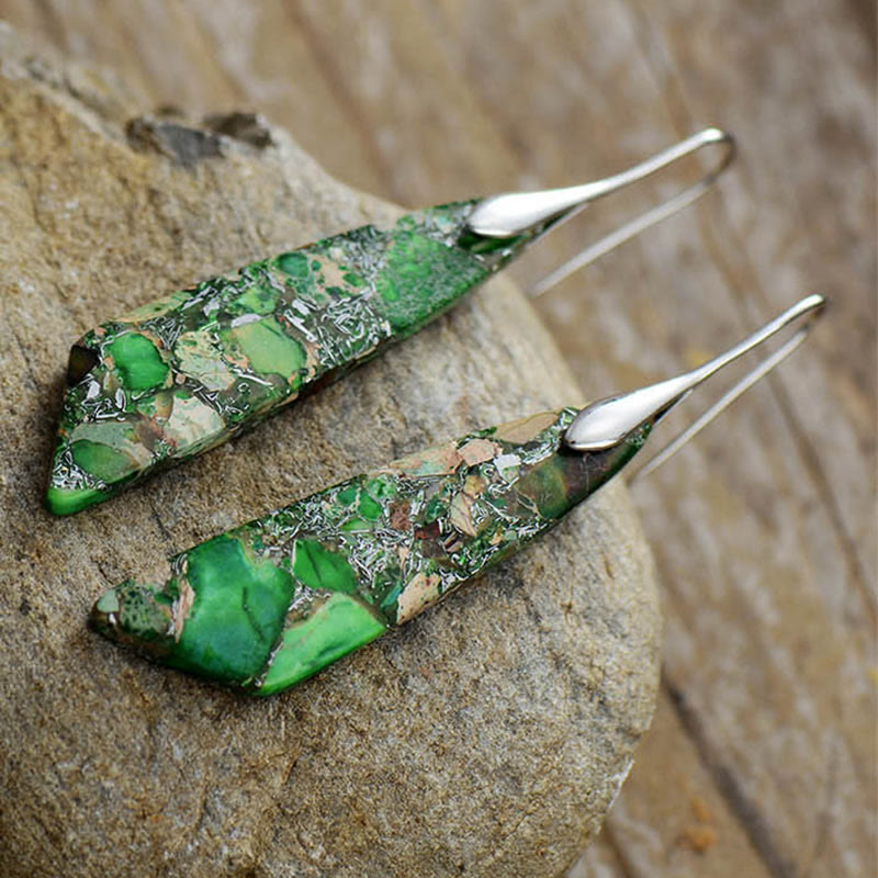 Boucles d'oreilles anti-stress en cristal géométrique en pierre d'empereur naturel Foviel