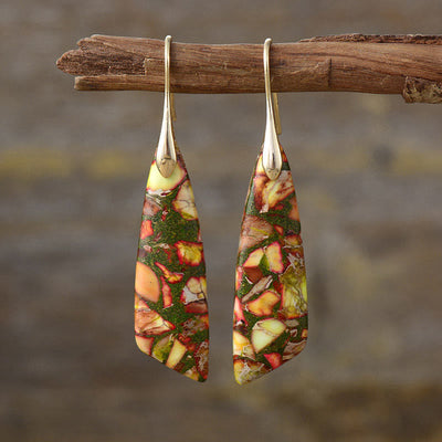 Boucles d'oreilles anti-stress en cristal géométrique en pierre d'empereur naturel Foviel