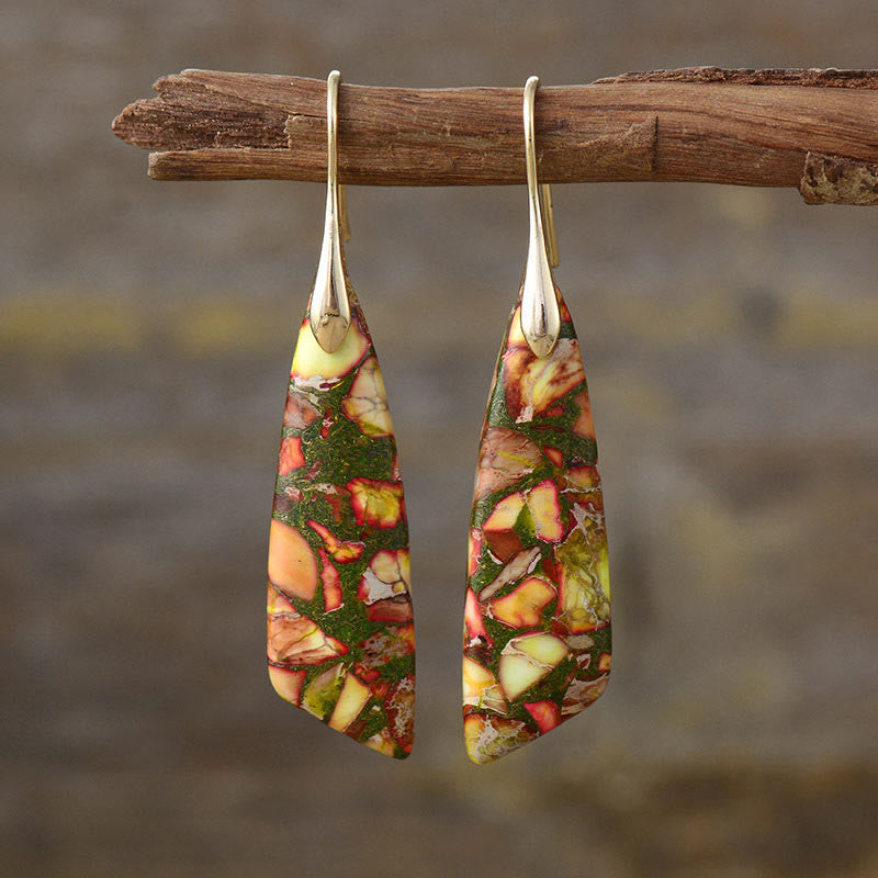 Boucles d'oreilles anti-stress en cristal géométrique en pierre d'empereur naturel Foviel