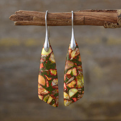 Boucles d'oreilles anti-stress en cristal géométrique en pierre d'empereur naturel Foviel