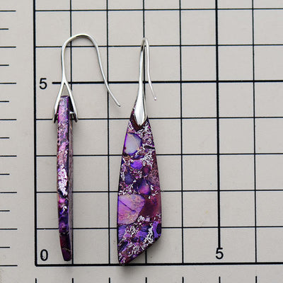 Boucles d'oreilles anti-stress en cristal géométrique en pierre d'empereur naturel Foviel