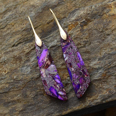 Boucles d'oreilles anti-stress en cristal géométrique en pierre d'empereur naturel Foviel