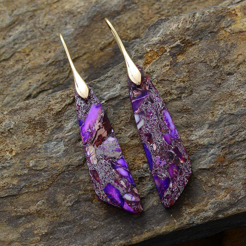 Boucles d'oreilles anti-stress en cristal géométrique en pierre d'empereur naturel Foviel
