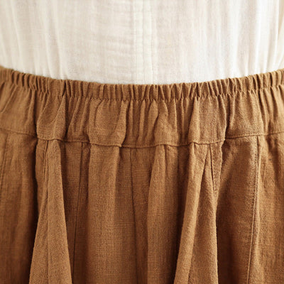 Foviel Vintage Patchwork Laterne Design Baumwolle Leinen Damen weites Bein Hose mit Taschen