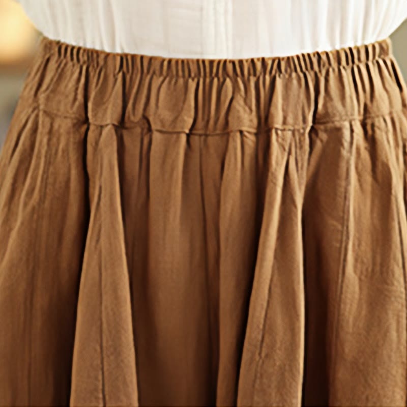 Foviel Vintage Patchwork Laterne Design Baumwolle Leinen Damen weites Bein Hose mit Taschen