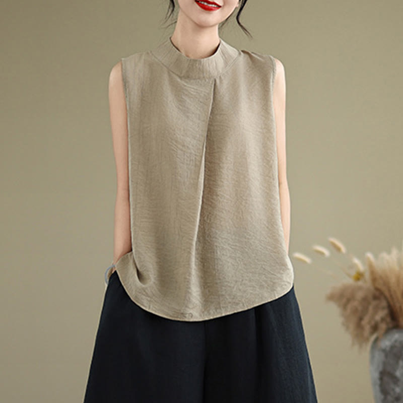 Foviel Casual Plain Zurück Buttom Design Stand Halsband Damen Ärmellose Weste