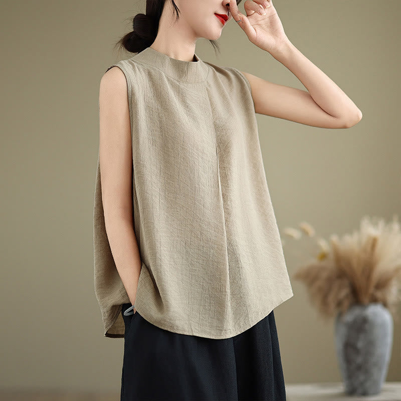 Foviel Casual Plain Zurück Buttom Design Stand Halsband Damen Ärmellose Weste