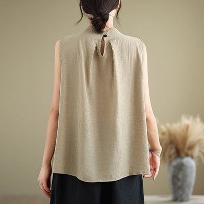 Foviel Casual Plain Zurück Buttom Design Stand Halsband Damen Ärmellose Weste